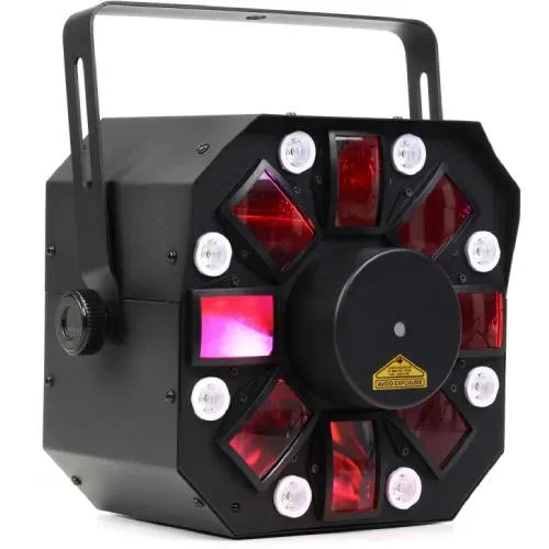 ADJ Stinger II – tai profesionalus LED šviesos efektas, kuris sujungia net tris skirtingus efektus į vieną įrenginį: „Moonflower“, „Strobe“ ir „Laser“. Tai leidžia pasiekti dinamišką ir pilnavertį apšvietimo šou vos su vienu įrenginiu. Specifikacijos: 8 spalvotų LED (RGBW) šviesos šaltiniai 8 baltos spalvos LED stroboskopas Raudonas ir žalias lazeris (30mW raudonas, 80mW žalias) DMX valdymas – galimybė sinchronizuoti su muzika arba kitais įrenginiais Veikimo režimai: Auto, Sound Active, DMX, Master/Slave Svoris – apie 5.8 kg Kompaktiškas dydis, lengvai transportuojamas Kodėl verta nuomotis? ADJ Stinger II yra puikus sprendimas tiems, kurie nori įspūdingo apšvietimo be papildomų sudėtingų įrenginių ar sistemų. Jis tinka įvairiausiems renginiams – nuo mažų privačių vakarėlių iki profesionalių scenos pasirodymų. Dėl savo 3-in-1 funkcionalumo ir lengvo valdymo, tai ekonomiškas ir efektyvus pasirinkimas. Šį efektą galite lengvai naudoti tiek patalpose, tiek lauke (su tinkamu apsauginiu korpusu), o aktyvuojant garso jautrumo režimą, efektai reaguoja į muziką – idealiai tinka vakarėliams, kur šviesa turi „judėti“ pagal ritmą.