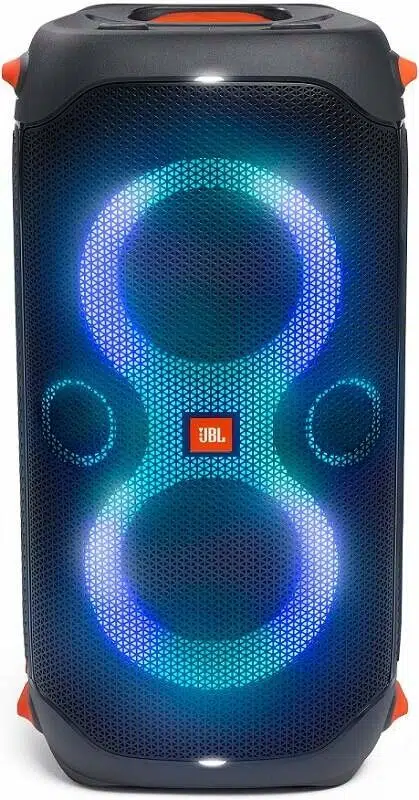 JBL PartyBox 110 nešiojama akustinė sistema su akumuliatoriumi ir šviesų šou nuomai.